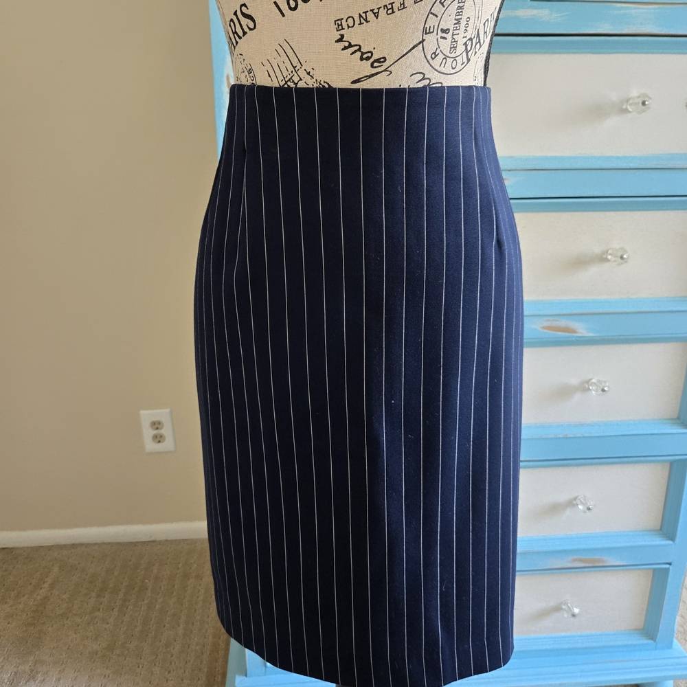 Amanda & Chelsea Navy Striped Pencil Skirt